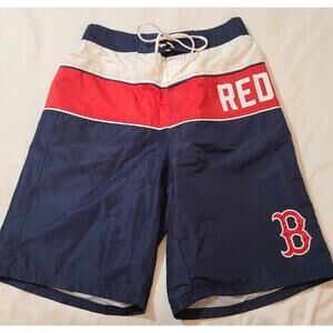 MLB Boston Red Sox Baseball Shorts Mens Sz Large Mesh Lined Swim Trunks Pockets